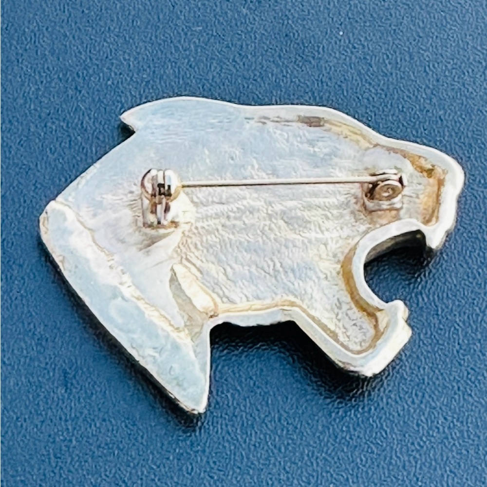 VTG Green Eyed Panther Head Brooch Gold Tone Wild Cat Pin with Rhinestones - Picture 3 of 7